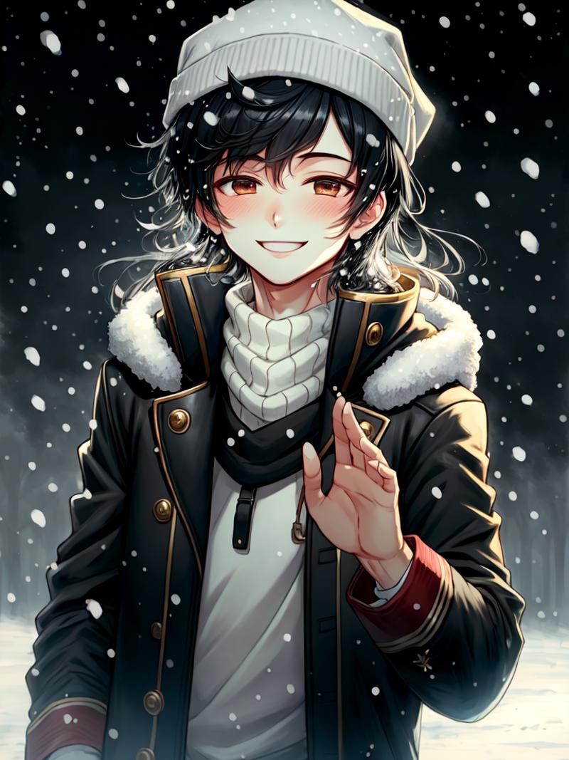 1675441527-3796322651-tomboy black hair jacket smiling waving hat snowing beautiful cute blushing dappled with sunlight cold breathing-0.png